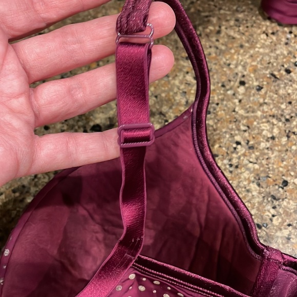 Cacique French Full Coverage Cooling Bra Burgundy Gold Size 40D - Picture 7 of 8